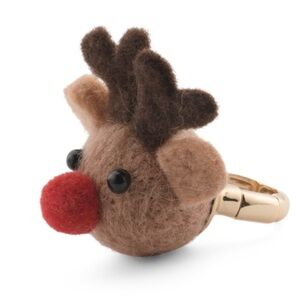 Betsey Johnson Plush Rudolph Reindeer Stretch Ring New